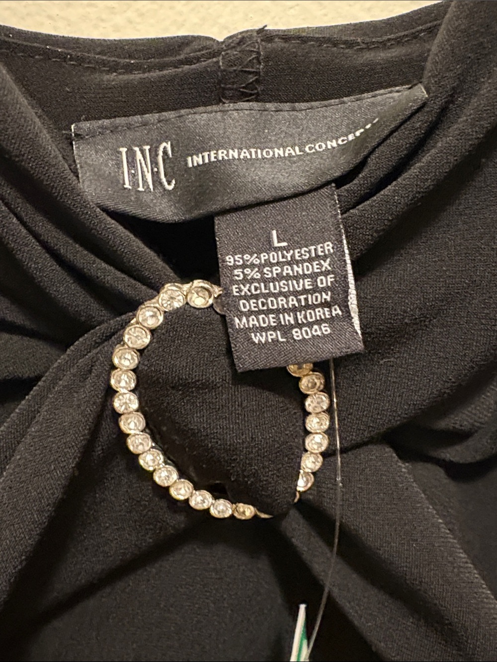 INC International Concepts Black Spaghetti Strap Midi Dress with Broach Detail - Picture 5 of 8